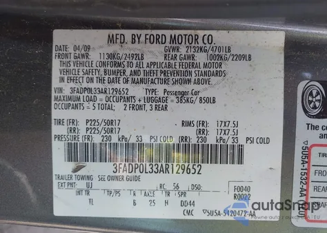 2010 Ford Fusion Hybrid из США, поврежденный, VIN 3FADP0L33AR129652